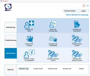 Zeiterfassung Admin-Menü