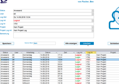 Zeiterfassung Admin-Menü