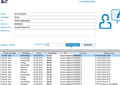 Zeiterfassung Admin-Menü