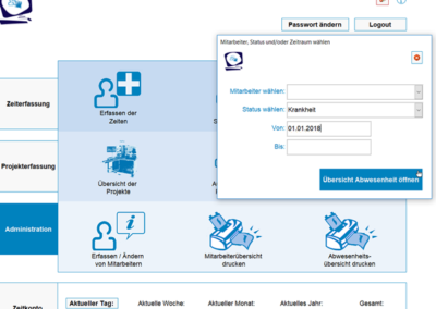 Zeiterfassung Admin-Menü