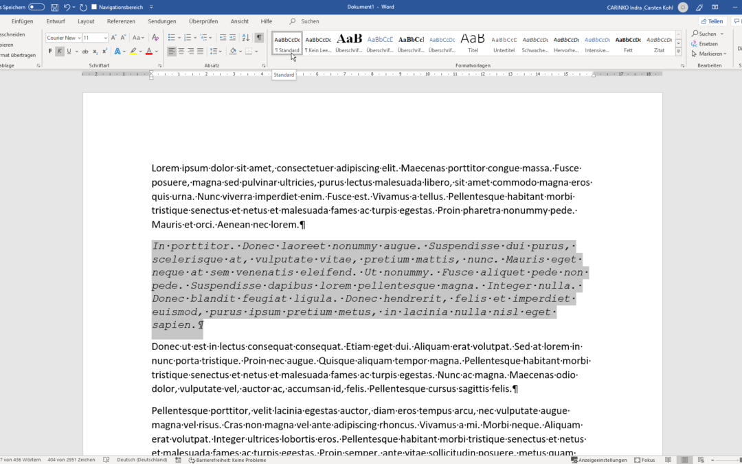 Einheitliche Formate in Microsoft Word per Tastenkombi zuweisen