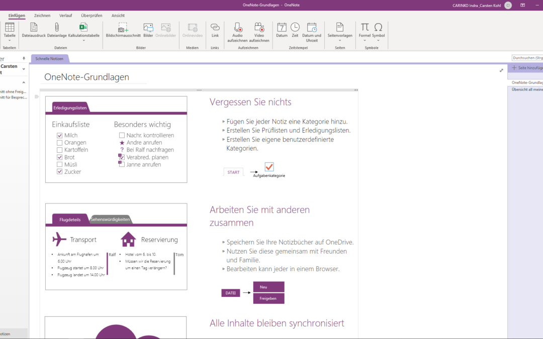 OneNote Notizbücher über ein Dashboard öffnen und schließen