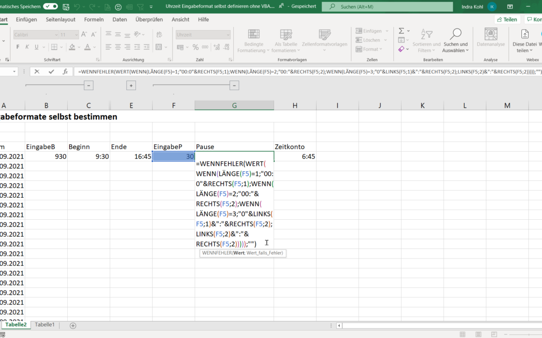 Eingabeformat für Datum in MS Excel selbst definieren (ohne VBA)