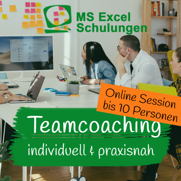 MS Excel Schulung: Individual-Coaching für Ihr Team bis zu 10 Teilnehmende